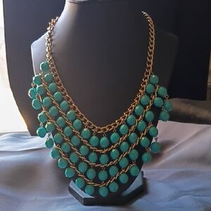 Elegant Gold and Green Beaded Necklace